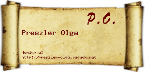 Preszler Olga névjegykártya